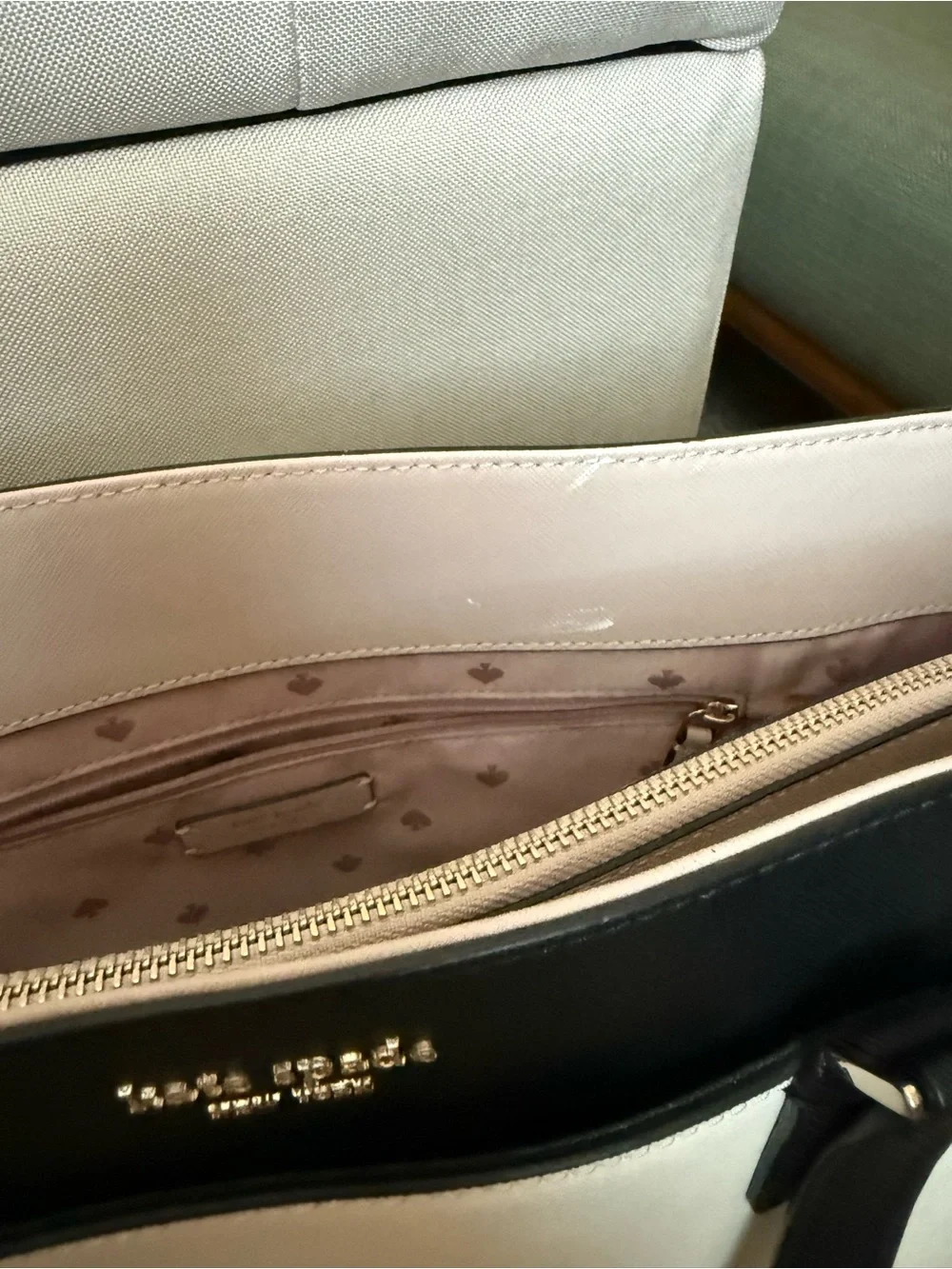 kate spade Colorblock Saffiano Leather Tote in Black, White & Blush